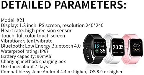 Niaviben X21 Sports Smart Watch- Touch- מסך בריאות וכושר מכשיר Smartwatch Unisex מתאים ל- iOS ו- Android