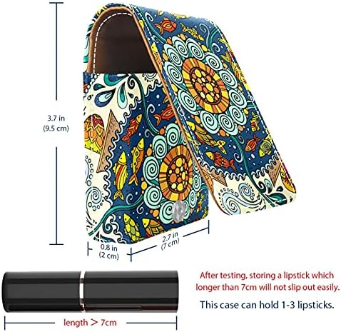 בוהמיה פרח גיאומטריה דפוס גלוס מחזיק שפתון מקרה נייד איפור תיק נסיעות שפתון ארגונית מקרה עם מראה מיני שפתון תיבת אחסון עבור נשים
