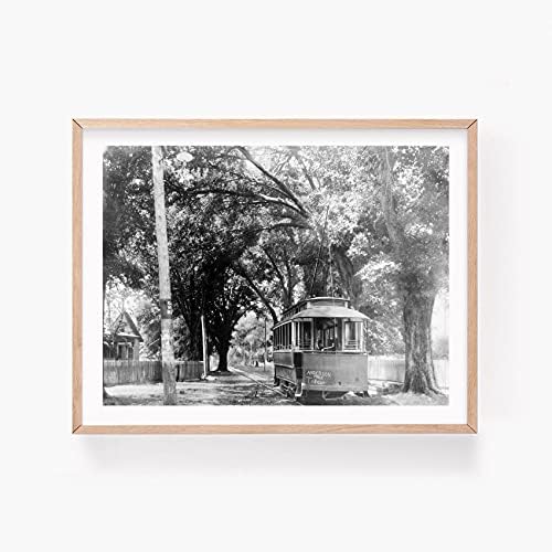 תמונות אינסופיות צילום: סצנה, רחוב היציקה, מסילות ברזל, מכוניות, מוס פוינט, מיסיסיפי, מיסס, ק ' ברנהאם, 1900