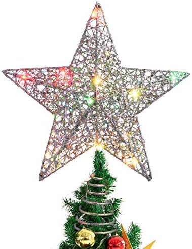 טופר עץ חג המולד של סטובוק, קישוטים לחג המולד כוכב עץ חג המולד מואר צבעוני לקישוט מסיבת קישוט עץ חג המולד