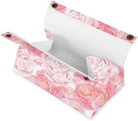 צבע אלגנטיות ורדים ורדים קופסת רקמות כיסוי עור מחזיק קופסת עור רקמות מלבנית מארגן נייר מקרים מלבני