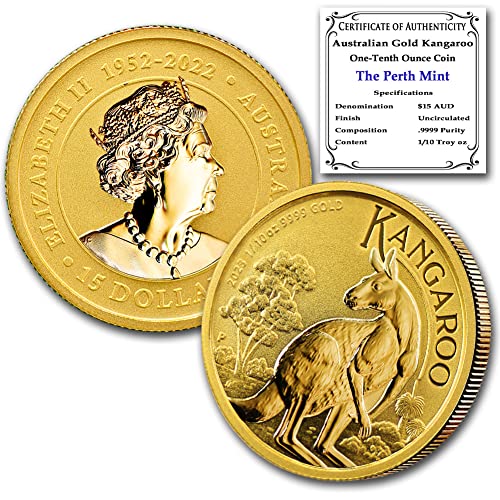 2023 AU 1/10 OZ אוסטרלי קנגורו קנגורו מטבע מבריק ללא מחזור עם תעודת אותנטיות 15 $ BU
