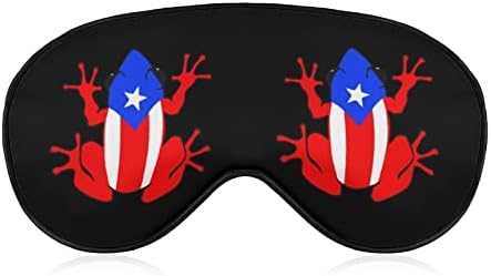 דגל פוארטו ריקו מסכת עיניים צפרדע שינה כיסוי עיניים עם חסימות רצועה מתכווננות עיוורת קלה לנסיעות יוגה ישנה