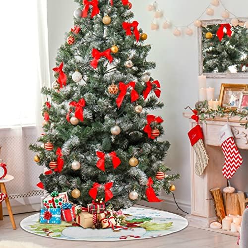 עץ חג המולד של Oarencol חצאית עץ חג המולד של שלג חמוד קישטוש מחצלת עץ חג חג המולד 36 אינץ '