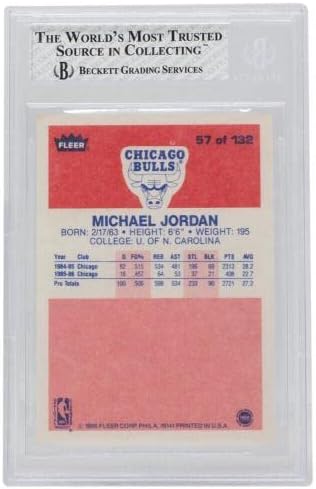 מייקל ג'ורדן 1986 פלר 57 קלף כדורסל שיקגו בולס BGS NM -MT 8 876 - כרטיסי כדורגל לא חתומים