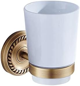Crjus Bronzed Bronzed Holder Boder קיר אמבטיה רכוב קרמיקה מחזיק כוס קרמיקה לבנה אחת, אחסון אמבטיה של מארגן תער, פליז