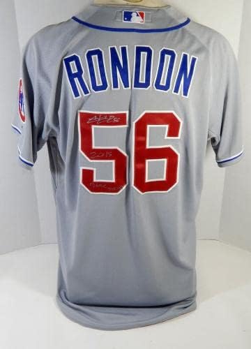 2015 Chicago Cubs Hector Rondon 56 משחק הונפק שלט ג'רזי אפור ארני בנקס P 8 - משחק משומש גופיות MLB