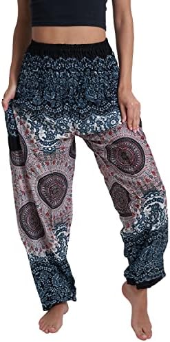 מכנסי הרמון בוהמיים MNZ, מכנסי יוגה מותניים גבוהים עם עיצוב פוסידון, בגדי היפי/הרמון בקיץ לנשים