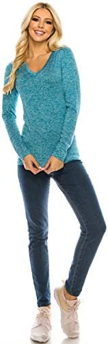 חולצת טי אימון של אשה Reneseille - שרוול ארוך v צוואר רזה מתאים למתיחה ספורטיבית פעילה ספורטיבית ספורט בסיסי טי טריק חולצת טשטורה עליונה