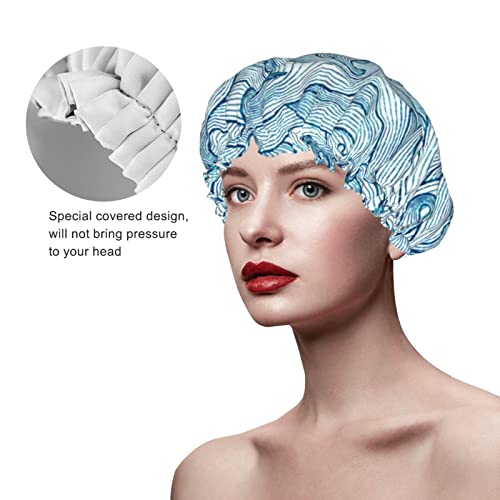 נשים לשימוש חוזר למתיחה שולי שיער כובע מים בצבעי קו דק כחול שכבות כפול