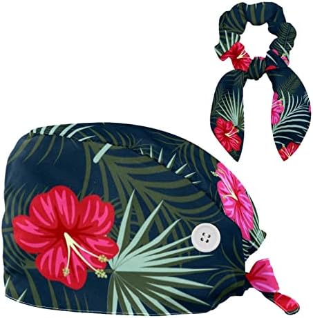 כובע ניתוח כובע בופנט כובע עבודה עם כפתורים ושיער קשת סקרנצ'י לנשים, שיער ארוך, קיץ פרחים פרחוני