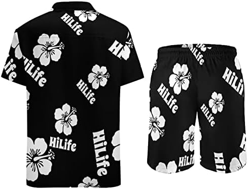Baikutouan Hilife Hife Hawaii 2 חלקים חולצה הוואי חליפות חליפות כפתור רופף מזדמן למטה וחופש חוף תלבושות חופשה