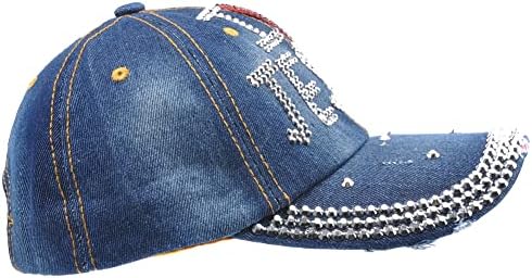 אלונמו בלינג כובעי ריינסטון, אני אוהב את ישו עיצוב נשים כובע בייסבול כובע גולף כובע ג'ינס לשטוף ג'ינס מתכוונן