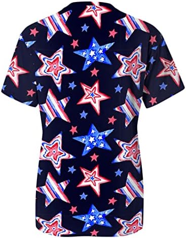 4 ביולי חולצות לנשים קיץ שרוול קצר טוניקות חולצות ארהב דגל כוכבים פסים טי חולצות