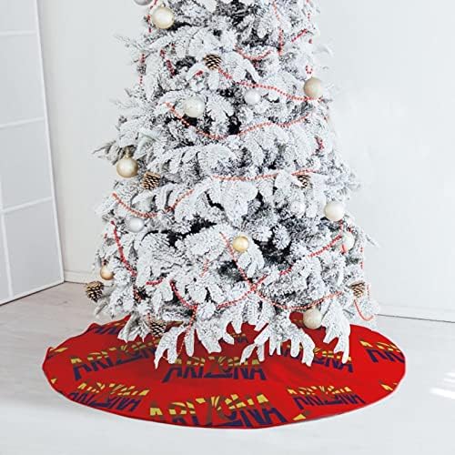 דגל מדינת אריזונה חצאית עץ חג המולד קטיפה רכה אדומה מכוסה למסיבת חג המולד קישוטים חגיגיים מקורה בחוץ