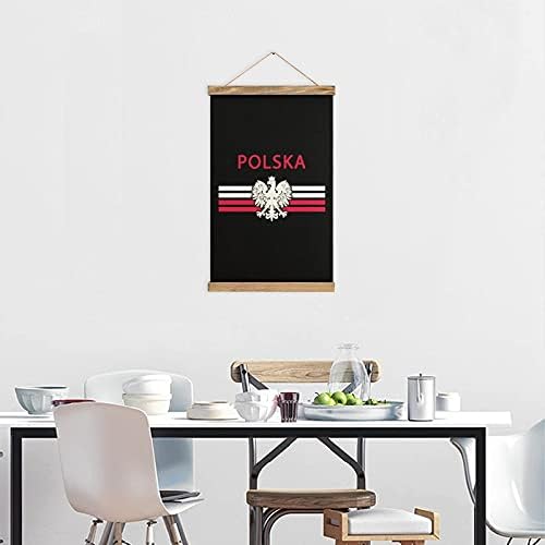 דגל פולני - פולסקה נשר קנבס אמנות תלייה ציור תמונה גלילה עץ טיק לקישוט מטבח ביתי
