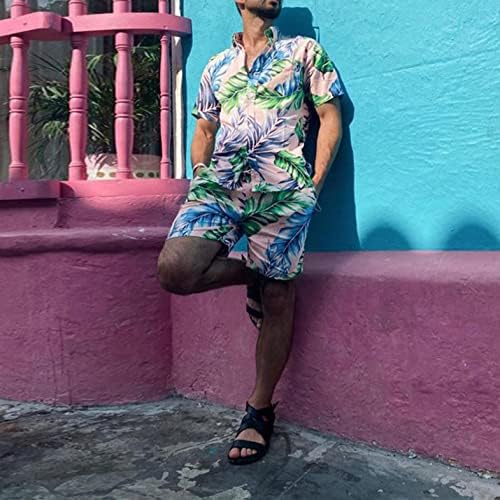 ZPERVOBA 2 חלקים של גברים תלבושות הוואי חוף מודפס טרופי כפתור שרוול קצר למטה חולצות קיץ מכנסיים קצרים של אלוהה
