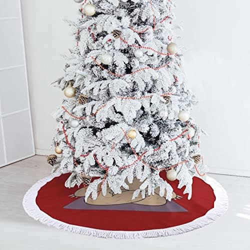 יוגה חמודה מדיטציה עצלנית חצאית עץ חג המולד אדומה חצאית עץ חג המולד עגולה עם קצה משולב לקישוטים לחצר חיצונית מקורה