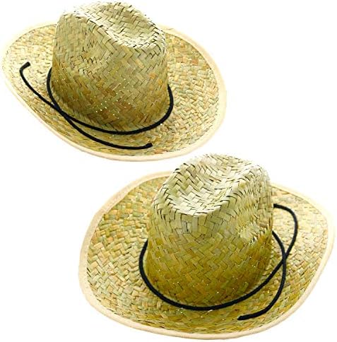 מתנה אקספרס 2-חבילה קאובוי קש כובעי עבור ברנדאנס קאובוי / בוקרת תלבושות כובעים, מערבי מסיבת נושאים, המדינה סגנון תלבושות אבזר