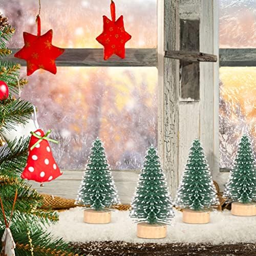Veemoon 12 יח 'עץ חג המולד מיני מלאכותי, עץ אורן מיני עם שלג ובסיס עץ מברשת עצי חג המולד עצי מיני מלאכותיים לעצי חג המולד לחג המולד חג השולחן