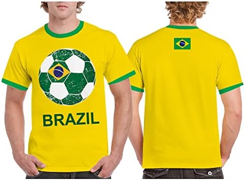 DIZM ברזיל ברזיל צהוב אומה דגל ספורט כדורגל כדורגל גברים חולצת טריקו ג'רזי פולו