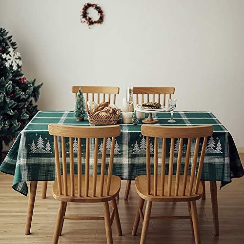 פסטיבל חג המולד של Sandm שולחן שולחן פסטיבל חג המולד, רקמה אבק אבק אבק מלבן מלבן מלבן למסיבה משפחתית-ירוקה 85x85 סמ