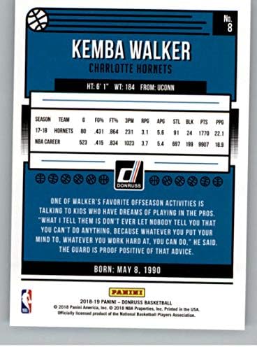 2018-19 דונרוס 8 קמבה ​​ווקר שרלוט הורנטס NBA כרטיס מסחר בכדורסל