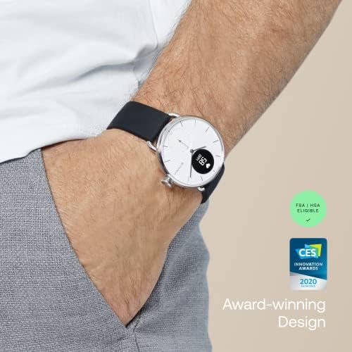 Withings ScanWatch - Whatwatch Whatwatch & פעילות היברידית עם GPS מחובר, צג דופק, צג שינה, התראות חכמות, עמיד במים עם חיי סוללה של 30 יום, תואם אנדרואיד ו- iOS