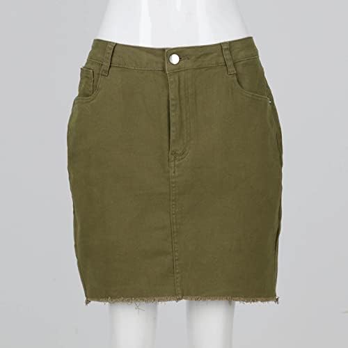 מכנסיים קצרים עם מותניים גבוהים של Uqrzau אופנה מזדמנים חור שבור שבור רחיצה מרובה כפתור חצאית ג'ינס מכנסיים קצרים, S-2xl
