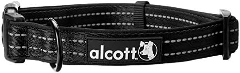 צווארון כלבים של Alcott Adventure עם תפרים רפלקטיביים וריפוד ניאופרן, גדול, שחור