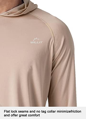 Willit's Upf 50+ Sun Sune Heodie חולצה שרוול ארוך SPF דיג חולצת UV חיצונית טיולים קלים