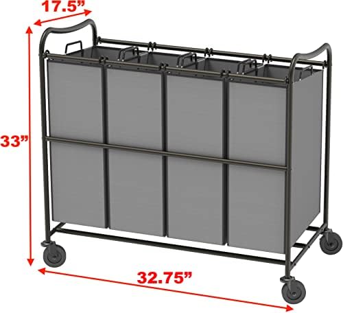 פשוט כלי בית 4-תיק כבד החובה כביסה סדרן מתגלגל עגלת, כהה אפור