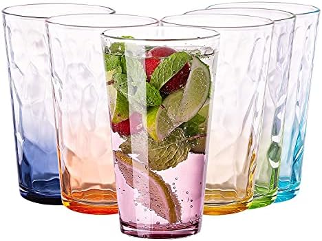 13 אונקיה זכוכית ססגוניות יהלומי דפוס כוס,אייס תה משקפיים עבור מים, משקאות,מיץ, יין, בירה וקוקטייל,סט של 6