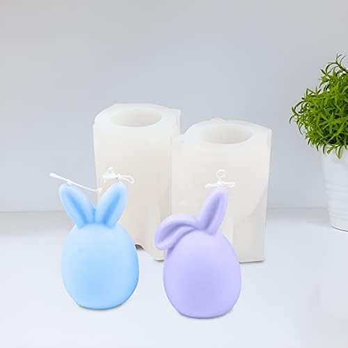 Lizhoumil 3D תבנית ארנב סיליקון, 2 פאק יום חג הפסחא צורת ארנב תבניות סבון ארנבות תבנית נרות סיליקון לחימר שרף, ייצור נרות סבון, מלאכת יד