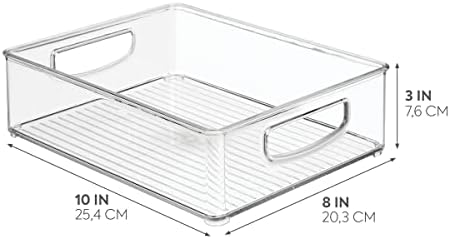 עיצוב לינוס פלסטיק אחסון סל עם ידיות למטבח, מקרר, מקפיא, מזווה, וקבינט ארגון, ללא תשלום, ברור
