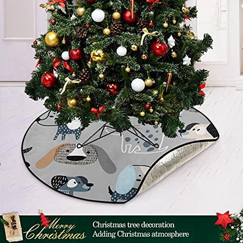 כלבים מצחיקים עץ חג המולד מחצלת עץ אטום למים שטיח מחצלת מגש מתחת לאביזר עץ חג המולד להגנה על הרצפה אספקת בית חג המולד 28 אינץ '