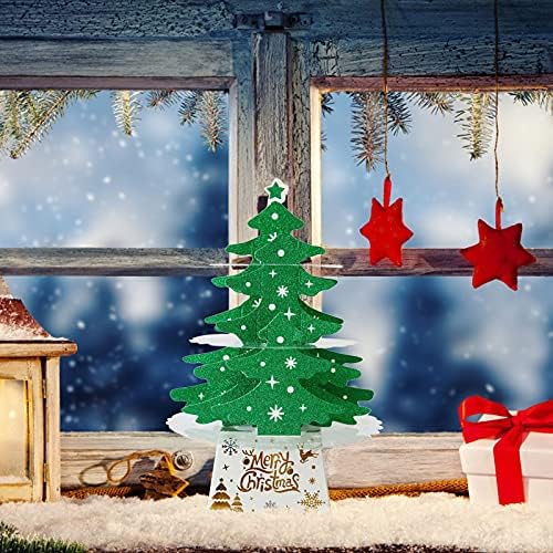 קישוטי עץ חג המולד מבריקים עם אורות עץ מיני עץ שולחן עבודה חג המולד קישוטי חג מולד דקור בית חתוך וקישוט קישוטי חג המולד