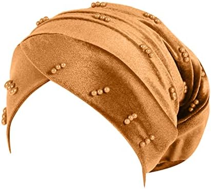 פרל טורבן כיסוי ראש לנשים מוצק צבע הכימותרפיה כפת כובע בבאגי רפוי בארה ' ב רפוי אתני בימס לנשים
