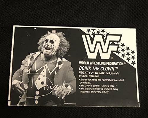 Doink the Clown 1993 Hasbro Drigraging Dig חתום כרטיס ביו עם חתימה - צלמיות היאבקות