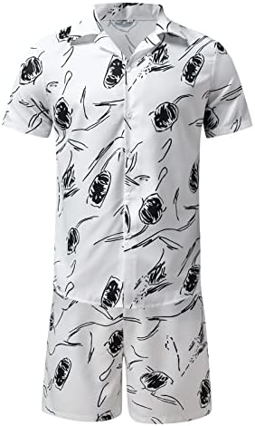 חולצות הוואי קיץ של נרהברג מוגדרות לחליפות של שרוול קצר מכפתור לגברים מכנסיים קצרים מודפסים בחוף הוואי