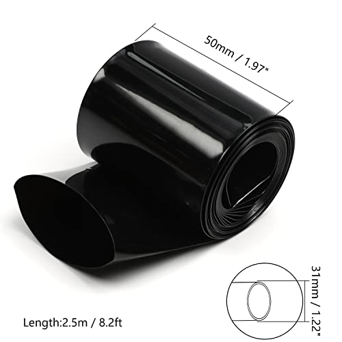שחור חום לכווץ צינורות 8.2 רגל אורך 1.97 אינץ שטוח עבור 2 זוגות 18650 סוללה 1 יחידות