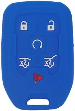 LEMSA 2 PCS גומי סיליקון מפתח חכם מפתח חכם מחזיק כיסוי כיסוי למגן לשברולט טאהו פרבר GMC YUKON XL 2015-2019 13508278 13580802, כחול אדום