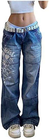 מכנסי אופנה y2k לנשים רחבות רגל גבוהה מותניים מכנסיים ג'ינס חבר ג'ינס רופף ג'ינס רחבים לג'ינס לבנות נוער חורף