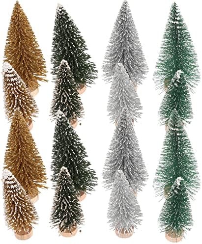 16 יחידות מיני מלאכותיות עצי חג מולד דגם 2.61/ 3.31 מיני סיסל שלג עצי כפור שולחן עבודה מיניאטורה עץ אורן