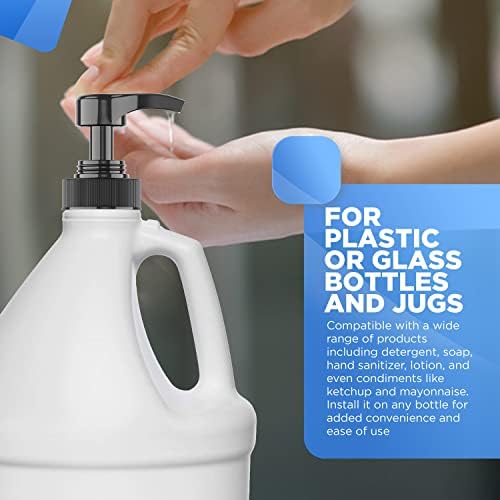 מתקן משאבות גלון לכיני זכוכית או בקבוקי פלסטיק - תואם למשאבת ליסטרין 1-1.5L בקבוק ציון מסחרי כבד לסירופ, סבון, תבלינים, חומר ניקוי - חבילה של 2 משאבות שחורות