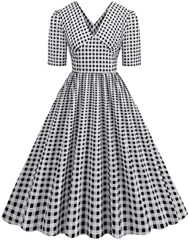 שמלות קיץ של GDJGTA לנשים 2023 שרוול קצר מזדמן משנות החמישים עקרת בית שמלת נשף שמלת נשף