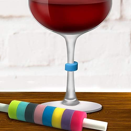 8 יחידות כוס זיהוי סמן מיני מעגל יין למסיבה זכוכית סיליקון טבעת כלים & מגבר; בית מקדחי מתכת 5/8