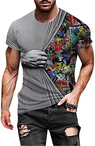 חולצות פולו לגברים מקרית רחוב 3 דיגיטלי עגול צוואר קצר שרוול חולצה קיץ הברנש מודפס חיצוני חולצות זכר