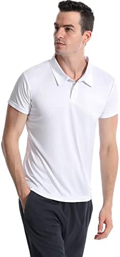 חולצת פולו של Femdouce חולצות פולו גברים חולצות שרוול קצר לחות חולצות פיתול לגברים חולצת גולף פולו גברים אתלטית התאמה 1-4 חבילות