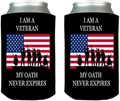 שבועה ותיקה צבאית, צרור דגל ותיק בירה מתקפלת על בקבוק שרוולים מקררים 2 סטים של 2 חבילות משולבת סט מתנה